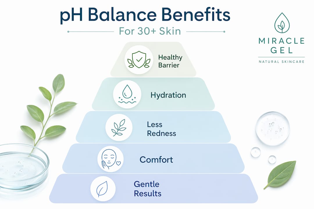 Infographic on pH balanced skincare benefits hierarchy