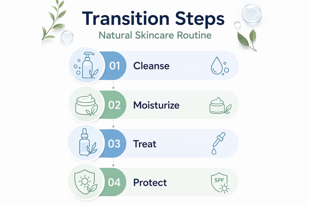 Infographic with four step natural skincare process