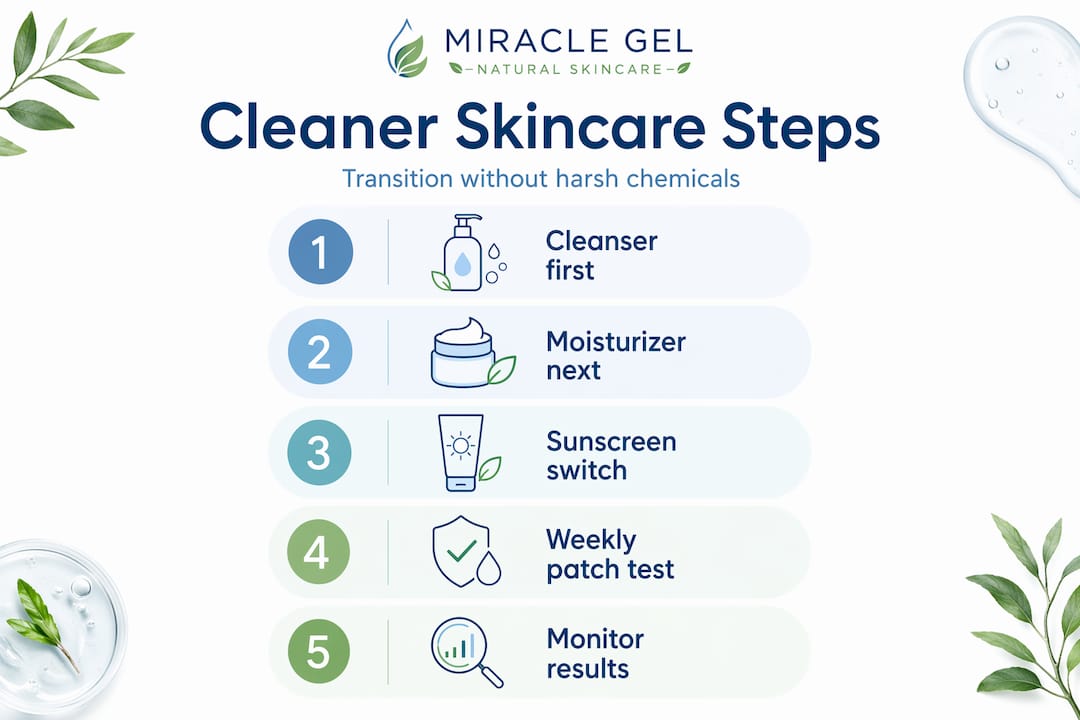 Infographic of steps to cleaner skincare routine