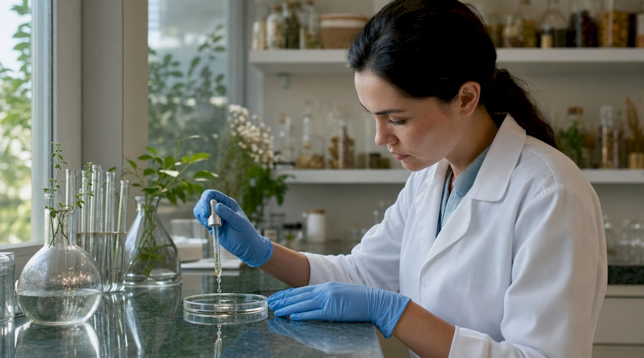 Laboratory experiment with peptide molecules and dropper