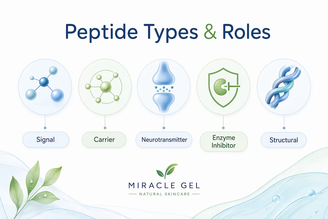 Infographic displaying types of peptides and their roles