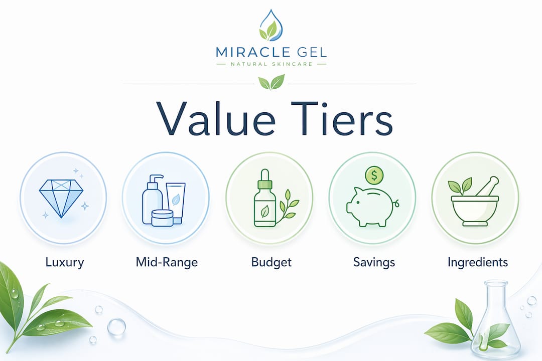 Infographic displaying skincare gift set pricing tiers and values