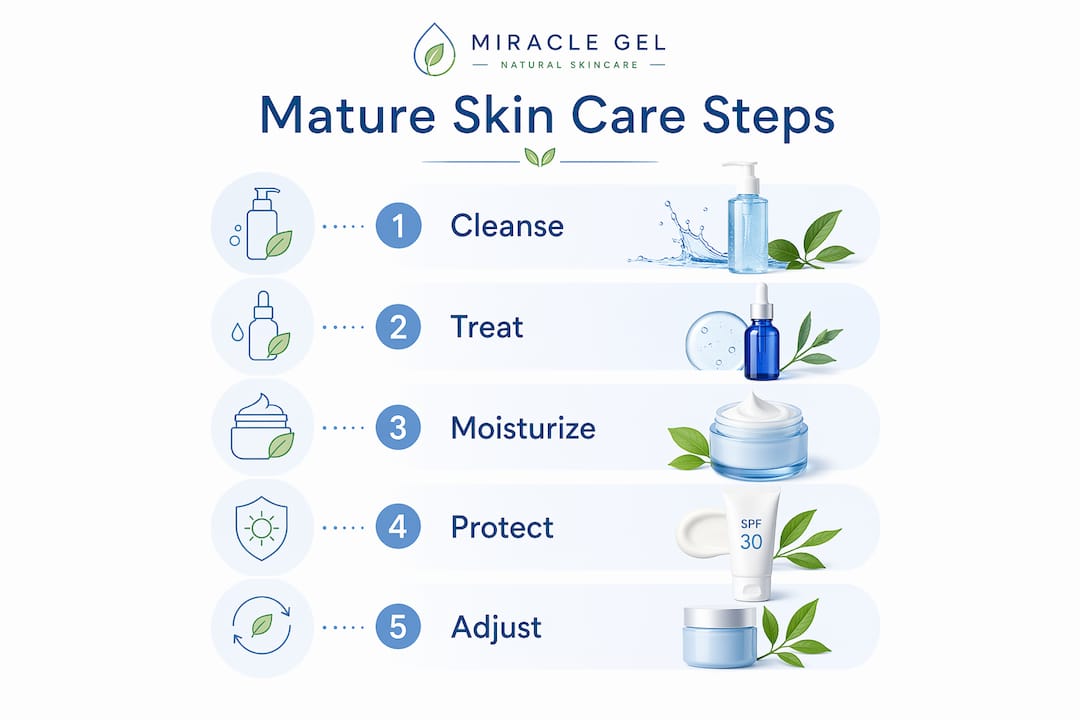 Infographic of mature skin care routine steps