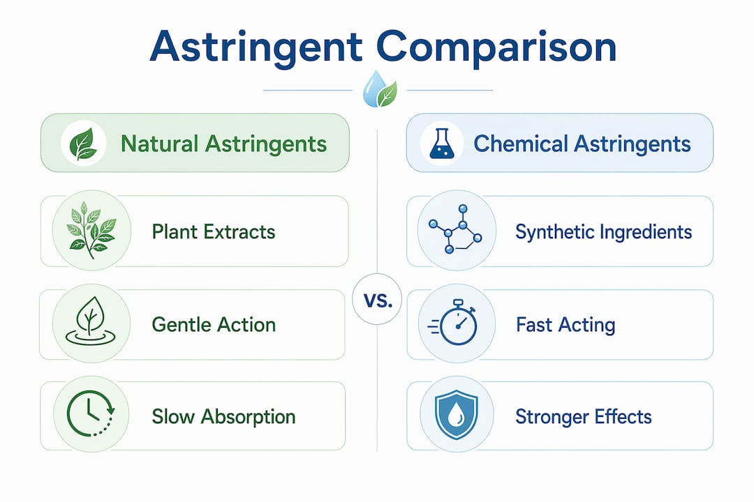 Infographic comparing natural and chemical astringents