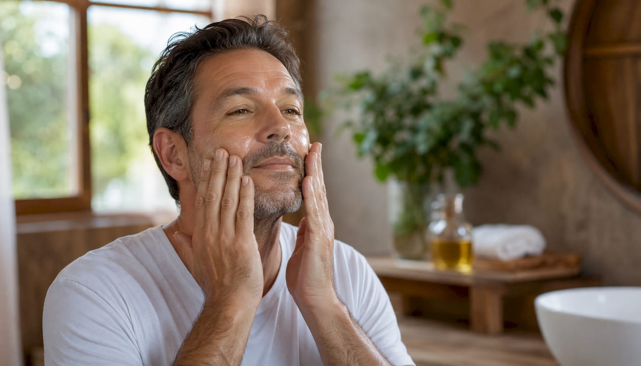 Close-up hands on hydrated skin with natural oils