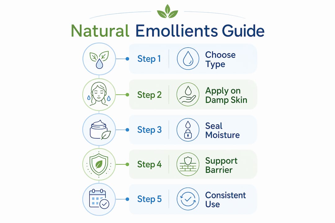 Infographic showing natural emollients usage steps