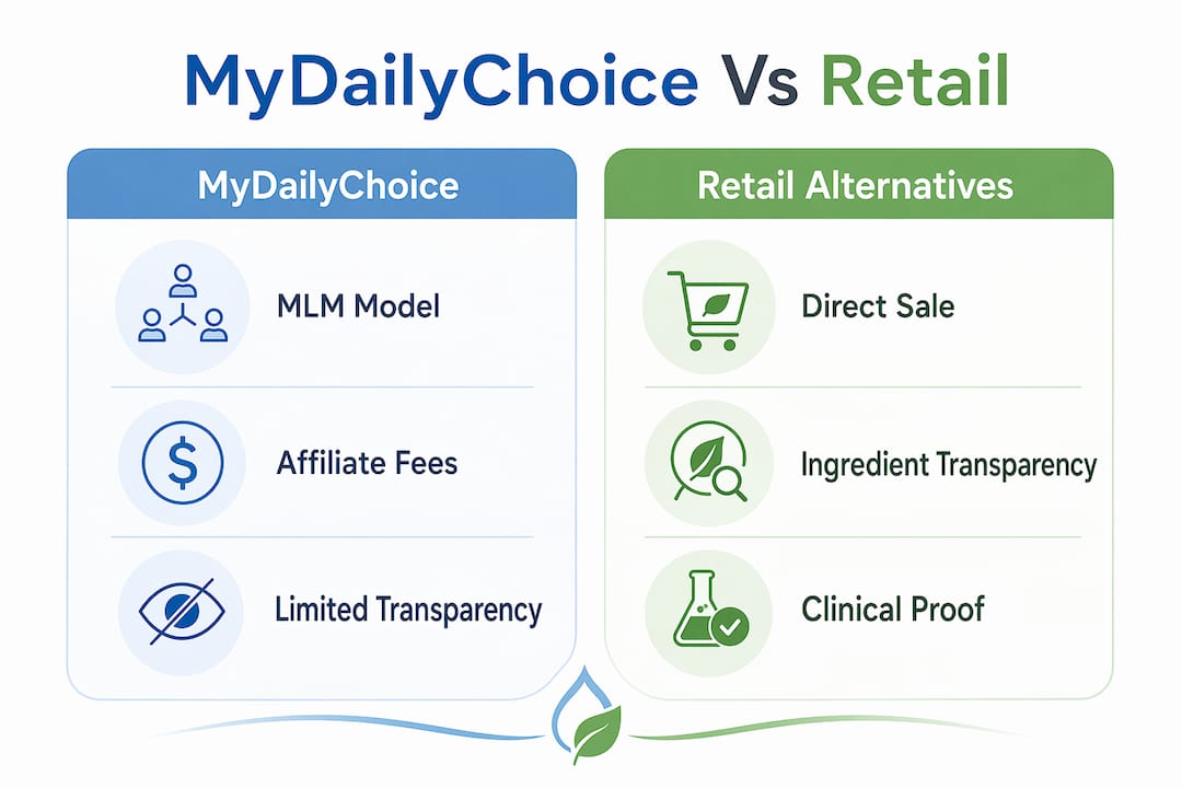 Infographic comparing MyDailyChoice and retail skincare brands