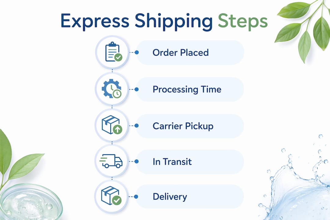 Infographic showing express shipping step-by-step process