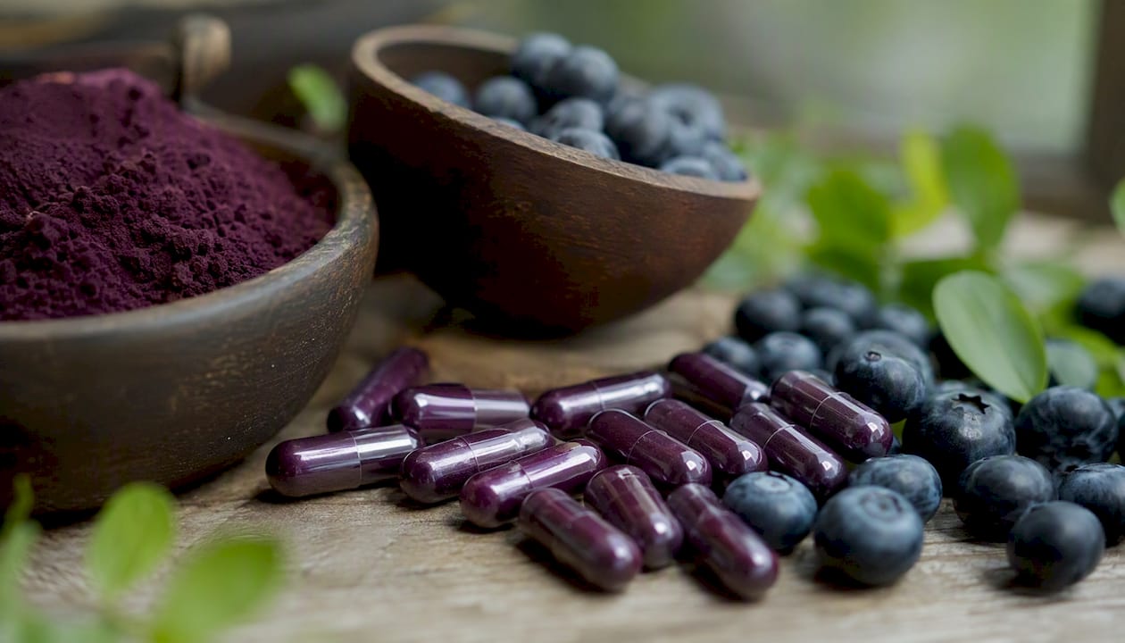 Fermented bilberry capsules and fresh berries