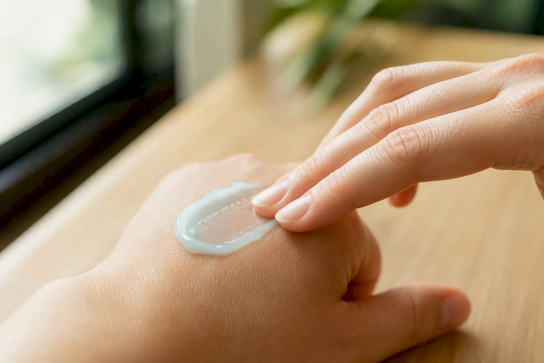 Close-up of gel moisturizer texture on skin