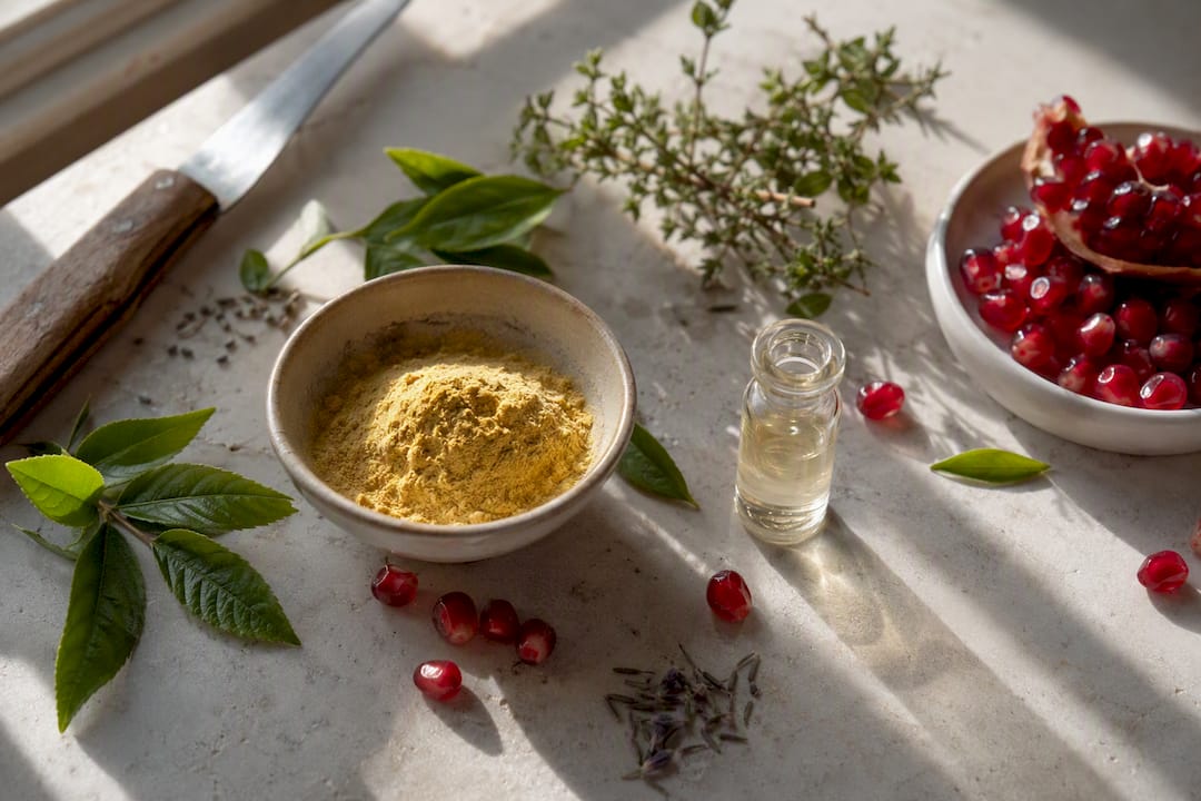 Natural antioxidant skincare ingredients palette