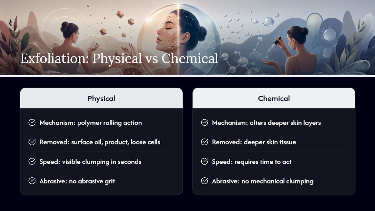 Diagram comparing exfoliation methods and their skin effects