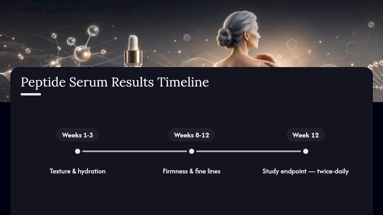 Peptide serum results timeline over twelve weeks