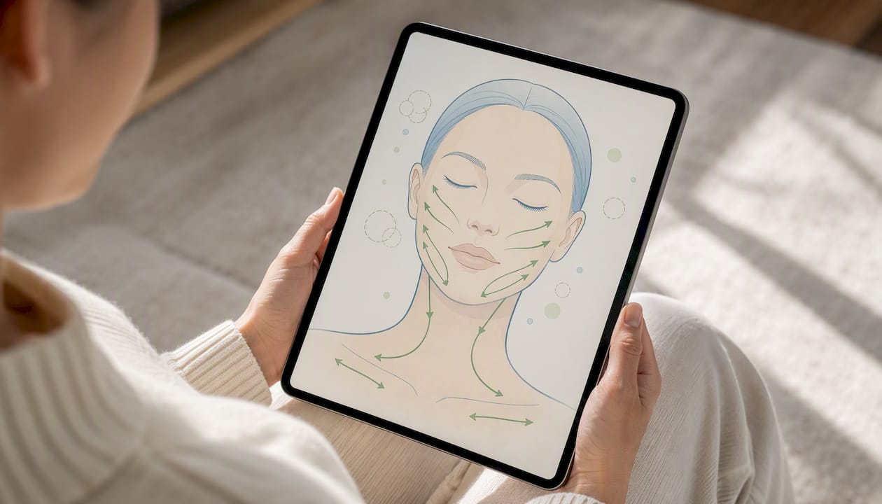 Illustration of facial lymphatic flow
