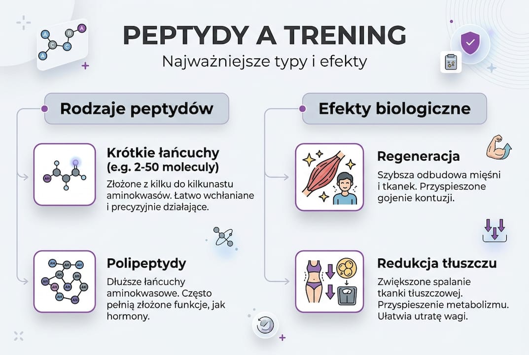 Infografika: rodzaje peptydów a rezultaty treningu