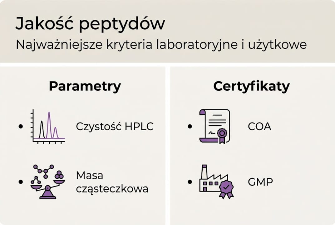 Prosta infografika: na co zwracać uwagę przy ocenie jakości peptydów