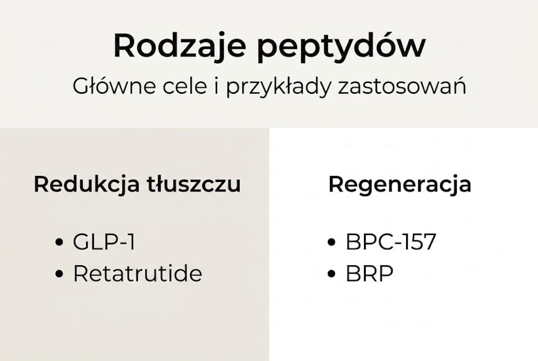 Infografika: Przegląd rodzajów peptydów i ich praktyczne zastosowania