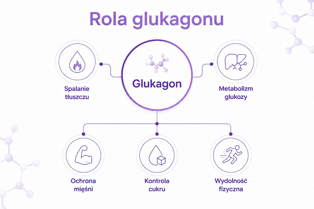 Infografika: Rola glukagonu w metabolizmie i spalaniu tkanki tłuszczowej