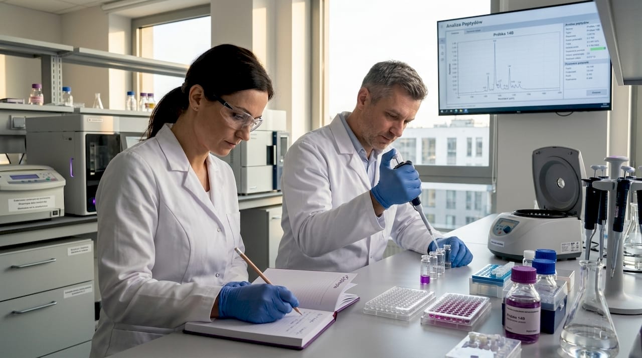 W laboratorium naukowcy analizują pobrane próbki.