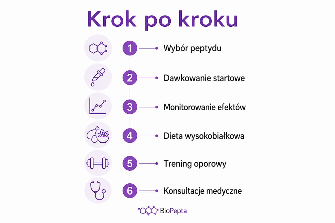 Schemat etapów terapii peptydowej – zobacz, jak wygląda cały proces krok po kroku