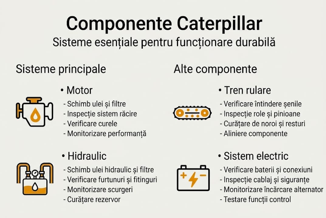 Infografic: elementele cheie ale utilajelor Caterpillar