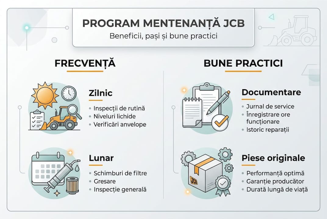 Infografic: Cum să îți organizezi eficient programul de mentenanță pentru utilajele JCB