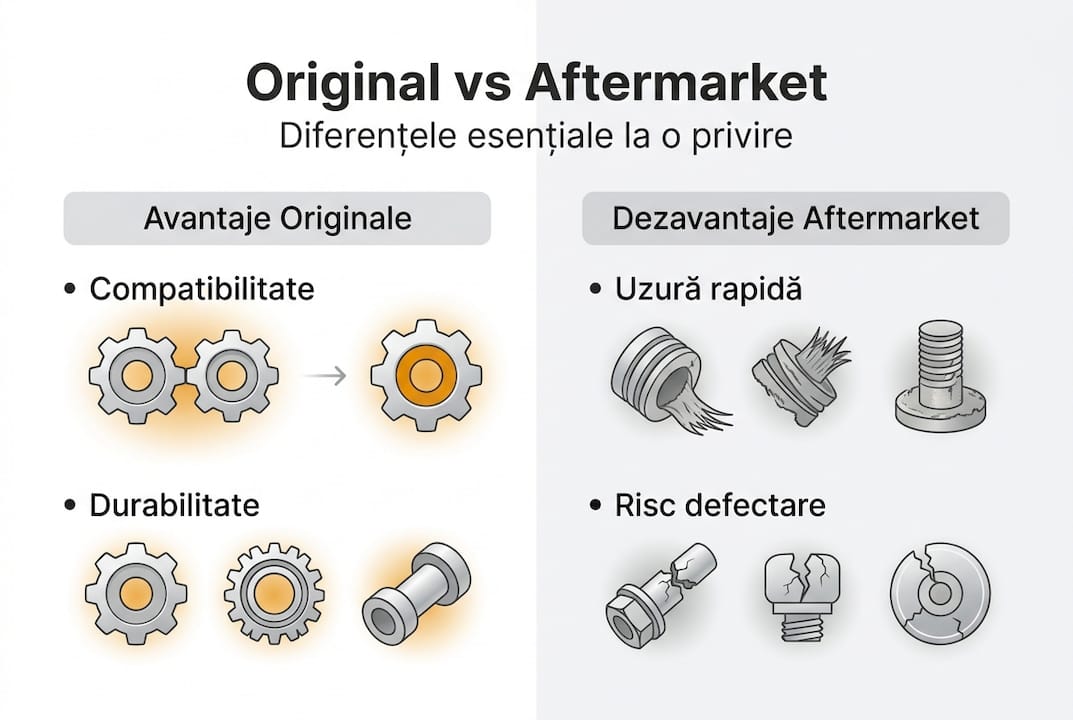 Infografic: cum recunoști diferențele dintre piesele pentru utilaje JCB