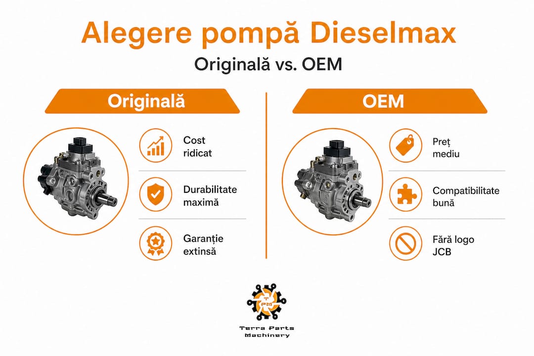 Comparație vizuală între pompa originală și varianta OEM Dieselmax