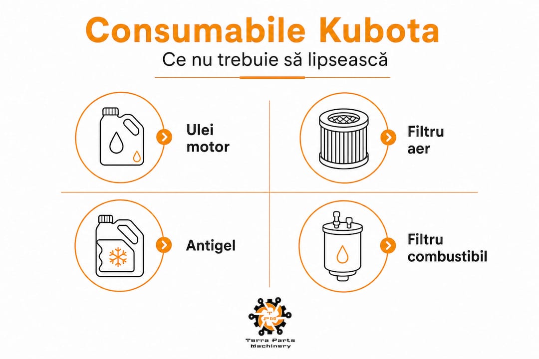 Vizual interactiv cu principalele consumabile pentru utilajele Kubota