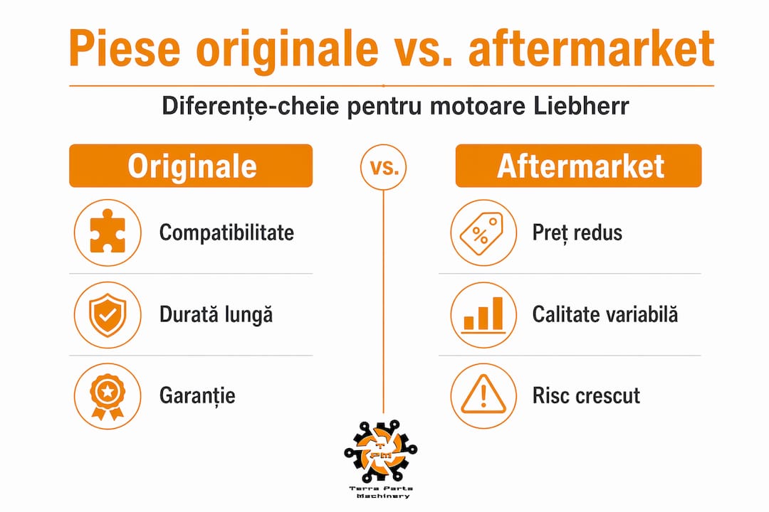 Diferențe vizuale între piesele originale Liebherr și cele aftermarket