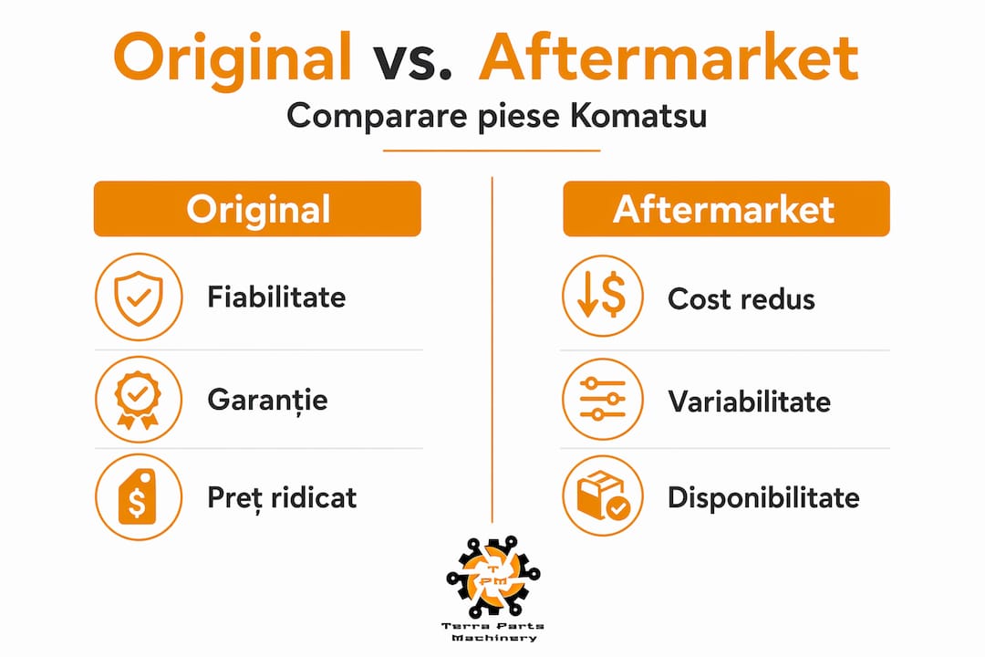 Infografic: diferențe între piesele originale Komatsu și cele aftermarket
