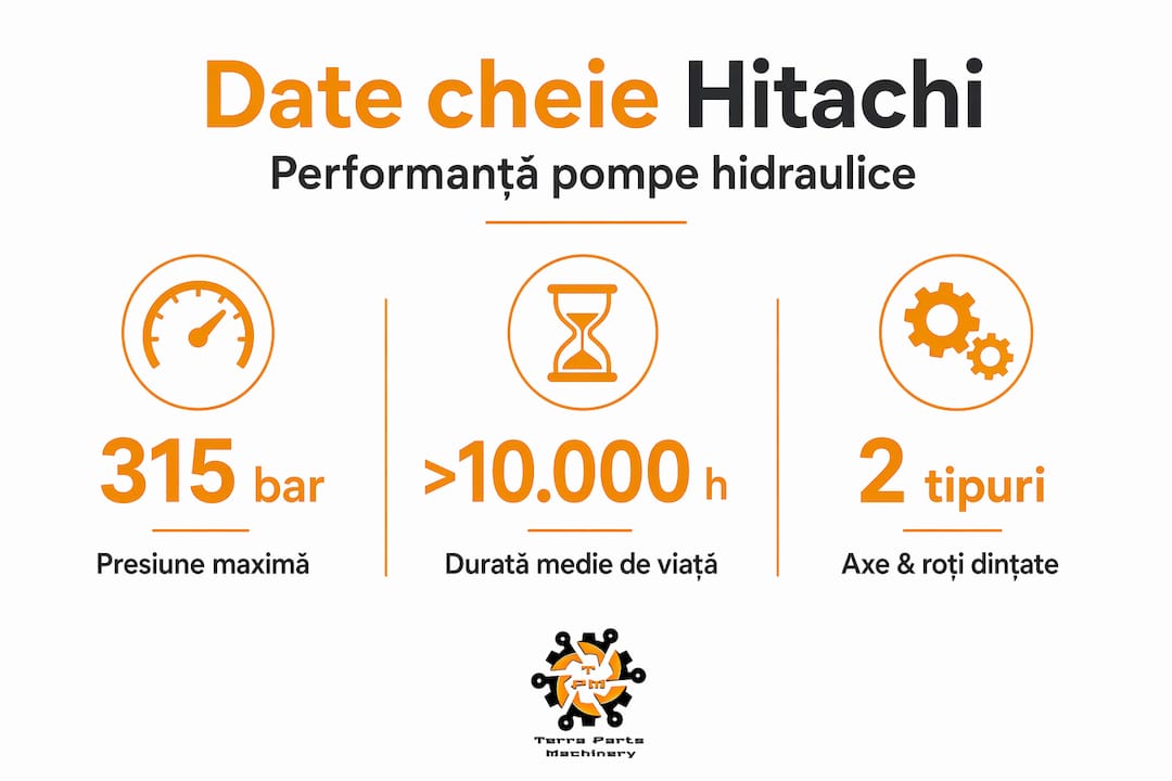 Infografic cu cele mai importante date statistice despre pompa hidraulică Hitachi