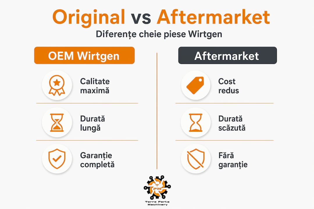Infografic: Diferențele dintre piesele originale Wirtgen (OEM) și cele aftermarket