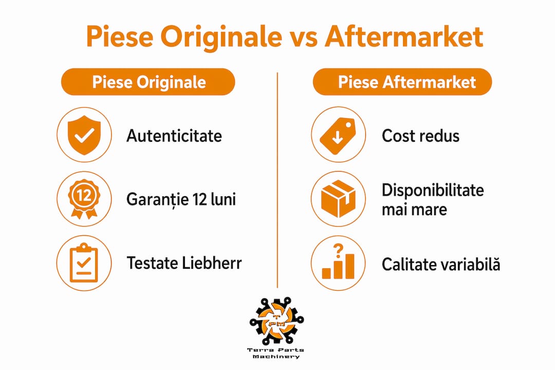 Infografic: diferențele dintre piesele originale Liebherr și cele aftermarket
