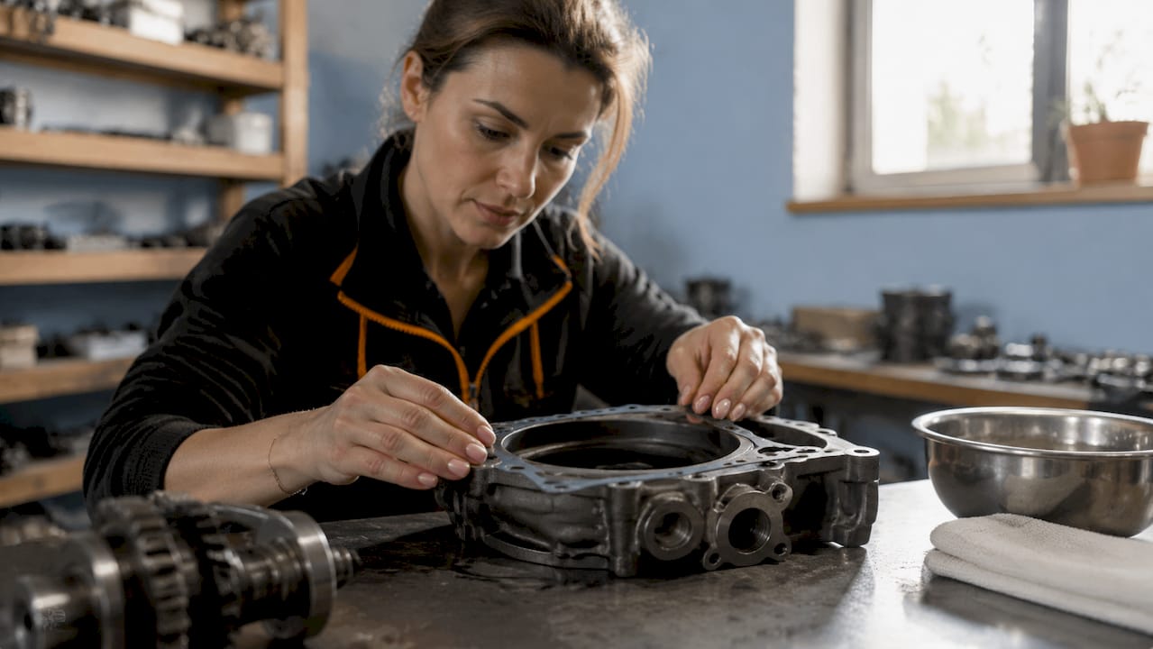 Mecanicii montează garnitura la cutia Carraro