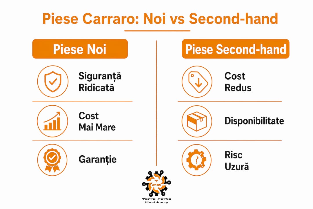 Comparație vizuală între piesele Carraro noi și cele second-hand