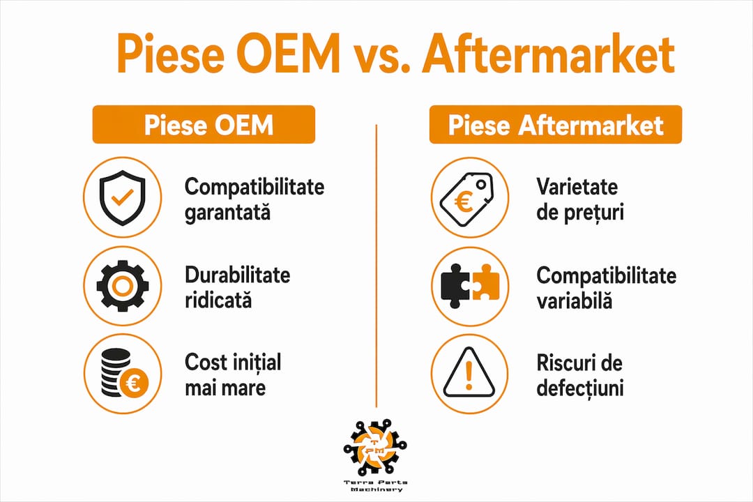 Infografic: Diferențe între piesele originale (OEM) și cele aftermarket pentru combine agricole