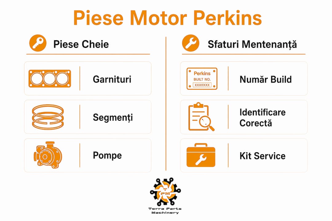 Infografic: tot ce trebuie să știi despre piesele de schimb și întreținerea motoarelor Perkins