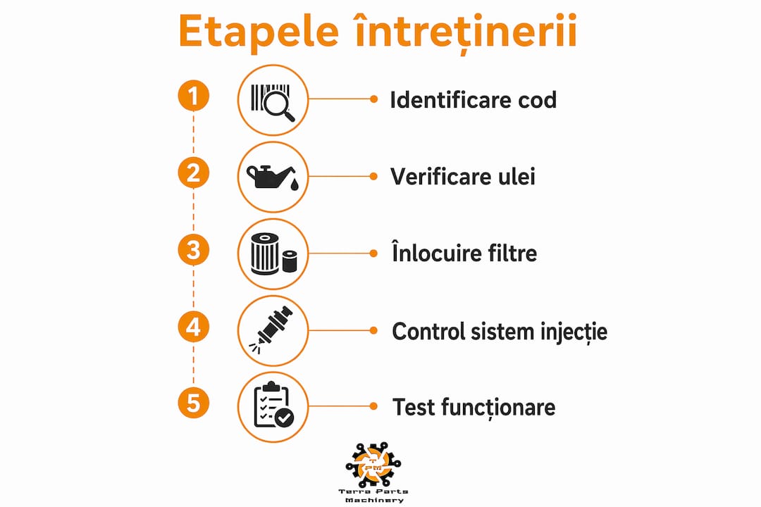 Infografic: pașii esențiali pentru întreținerea corectă a motorului Perkins