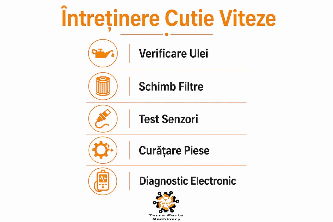 Infografic cu pași esențiali pentru întreținerea transmisiei la Volvo BL71