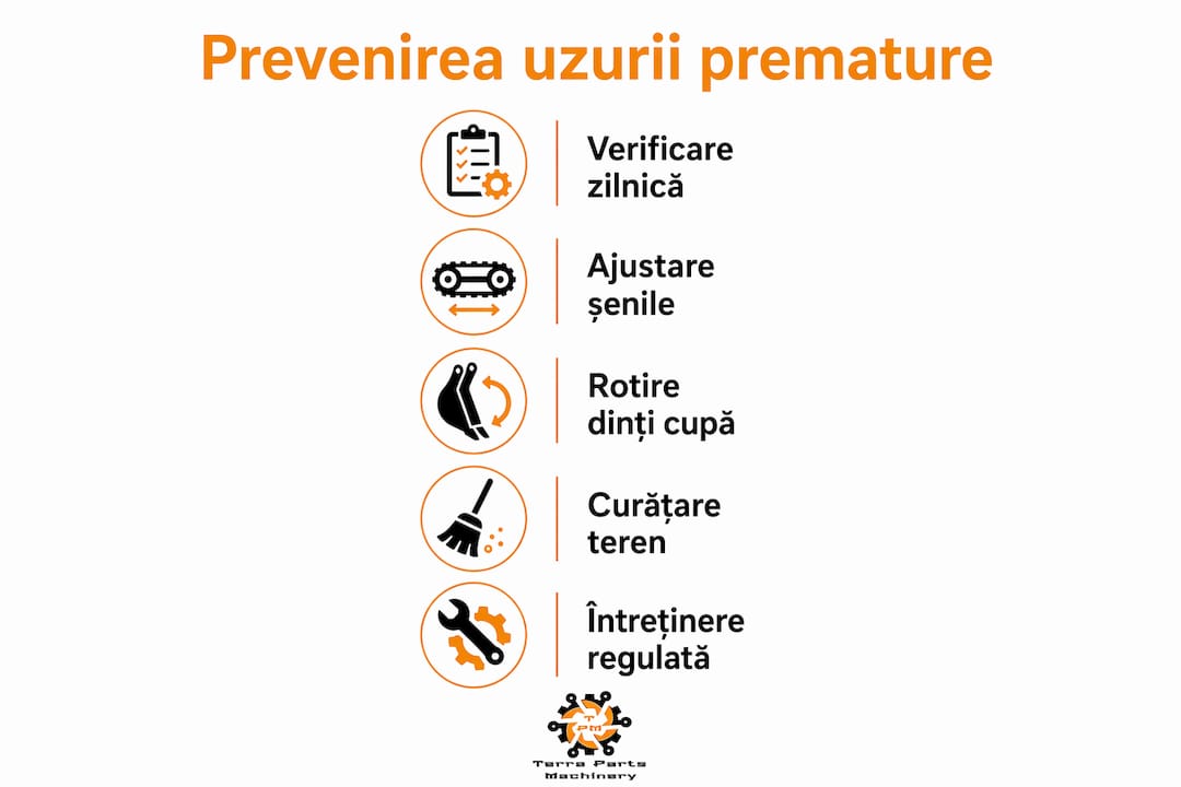 Infografic: Cum să previi uzura excavatoarelor – pași esențiali pentru întreținere