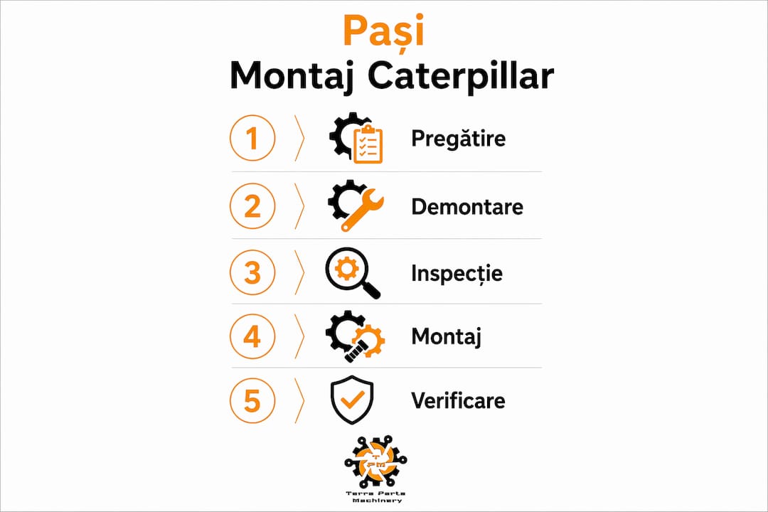 Infografic: cum să montezi corect piesele Caterpillar, pas cu pas