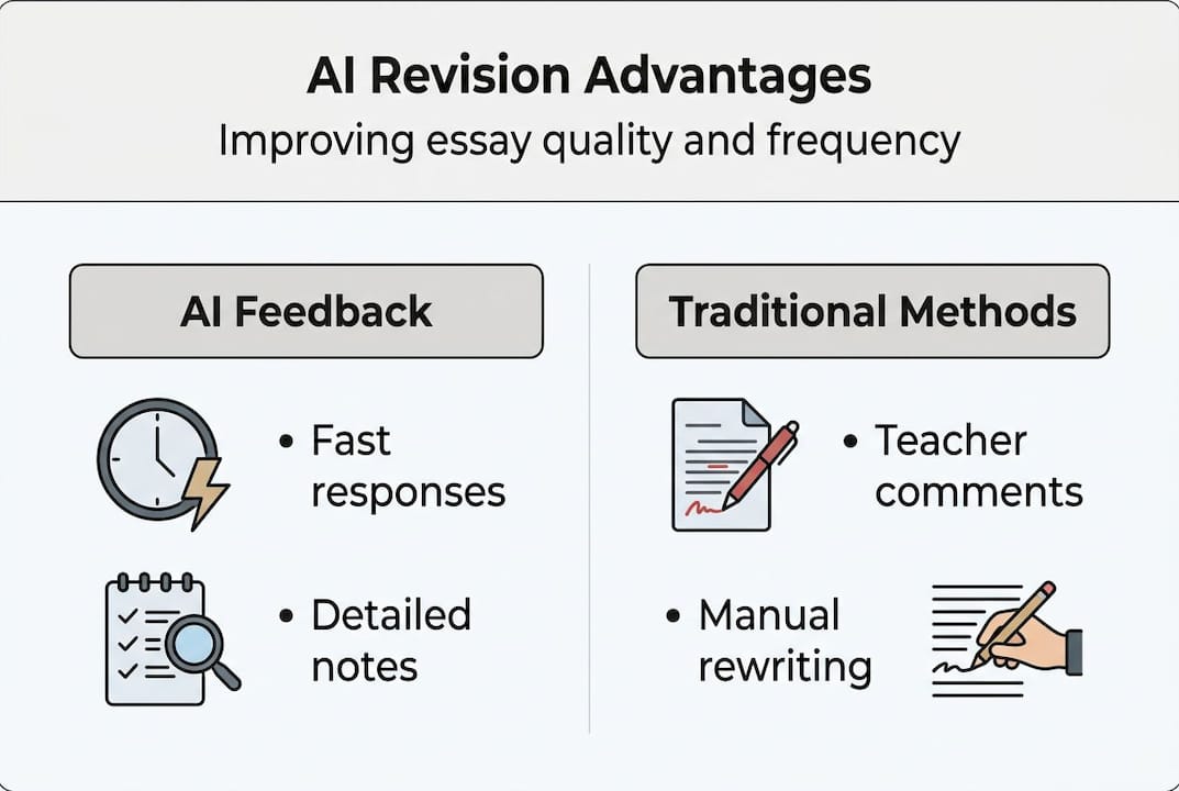 Infographic comparing AI and traditional revision