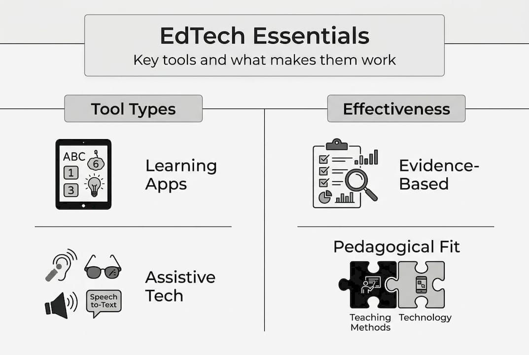 Infographic showing EdTech tool types and effectiveness
