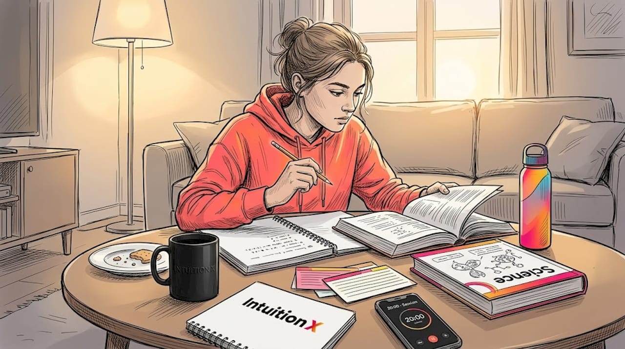 Student mixing math and science study tasks