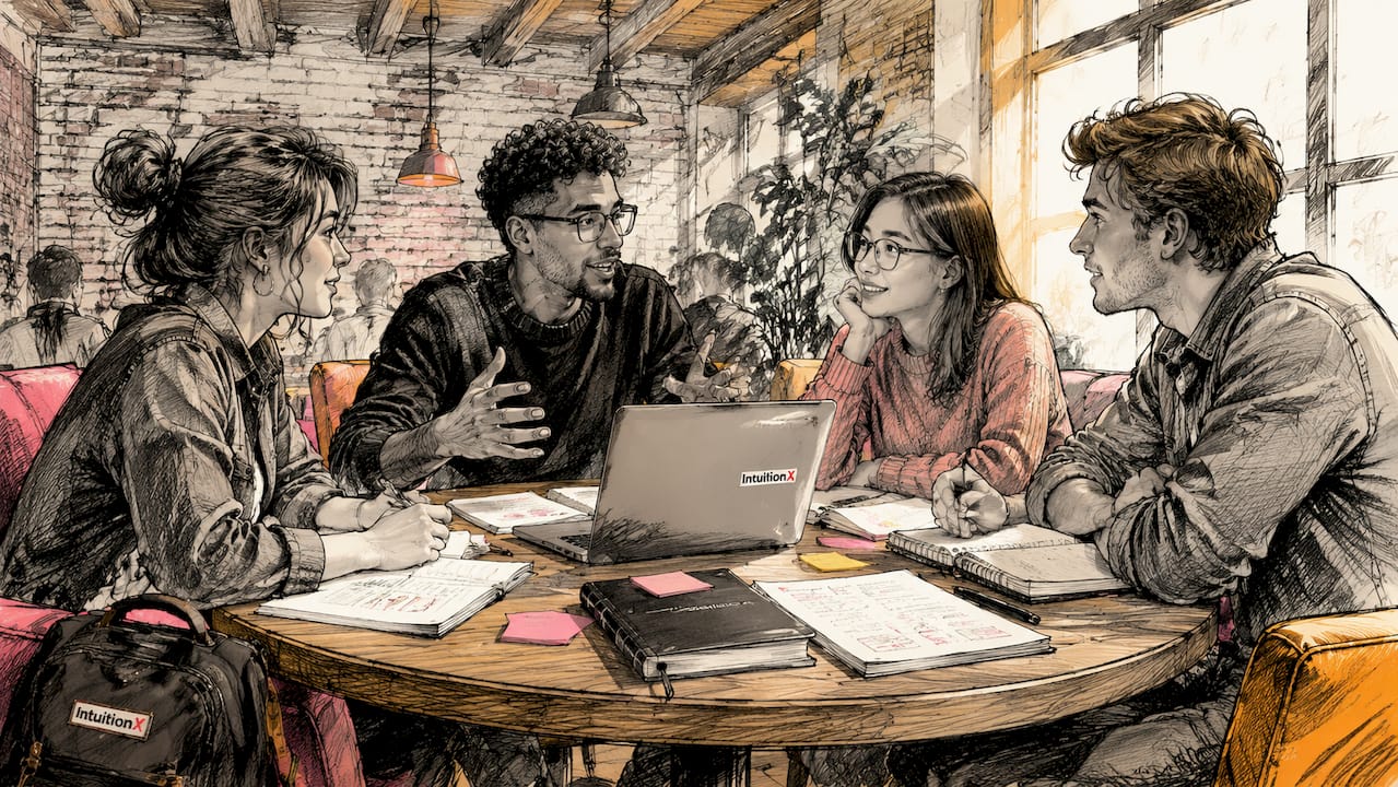 Young professionals collaborating in co-working space