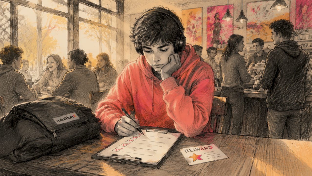 Teen boy reflecting on incentives outdoors