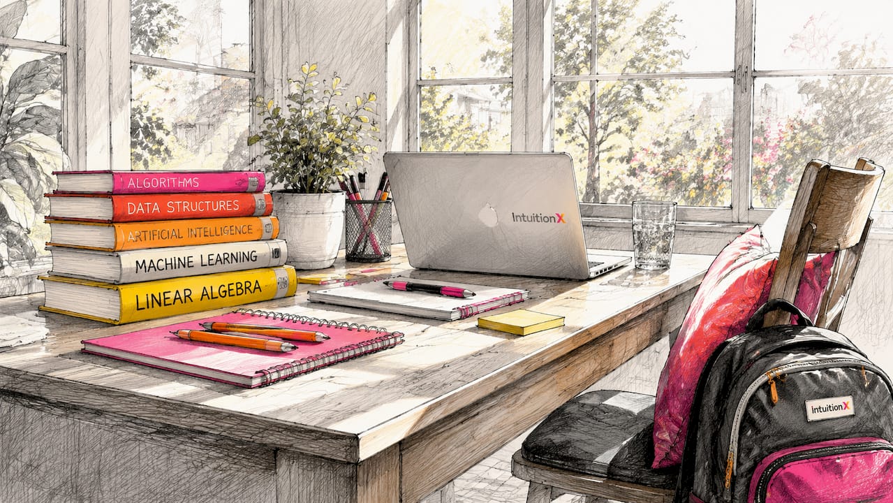 Organized teenager study desk setup