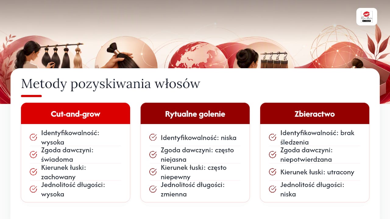 Porównanie sposobów pozyskiwania włosów i ich jakości