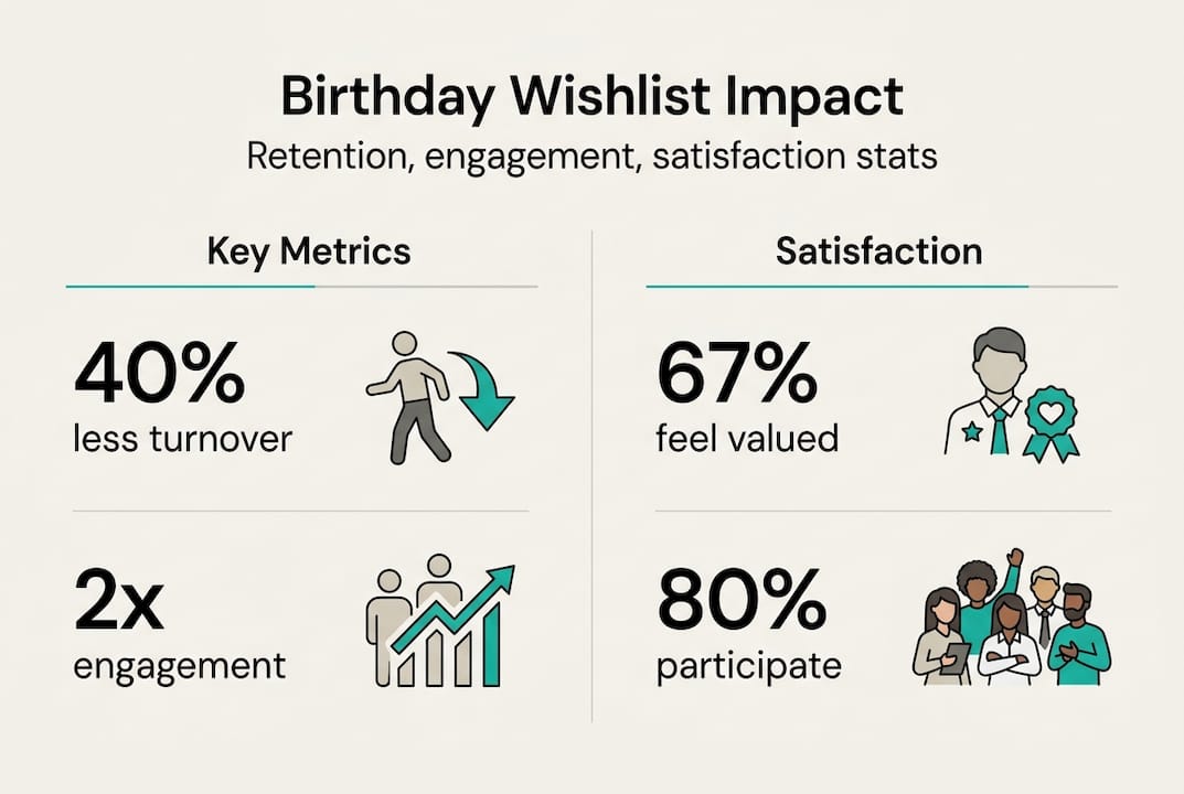 Infographic showing birthday wishlist impact stats
